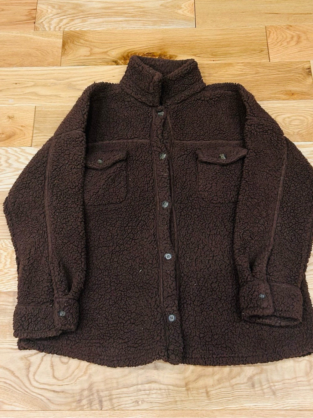 Plush Chocolate Teddy Shacket - Women's